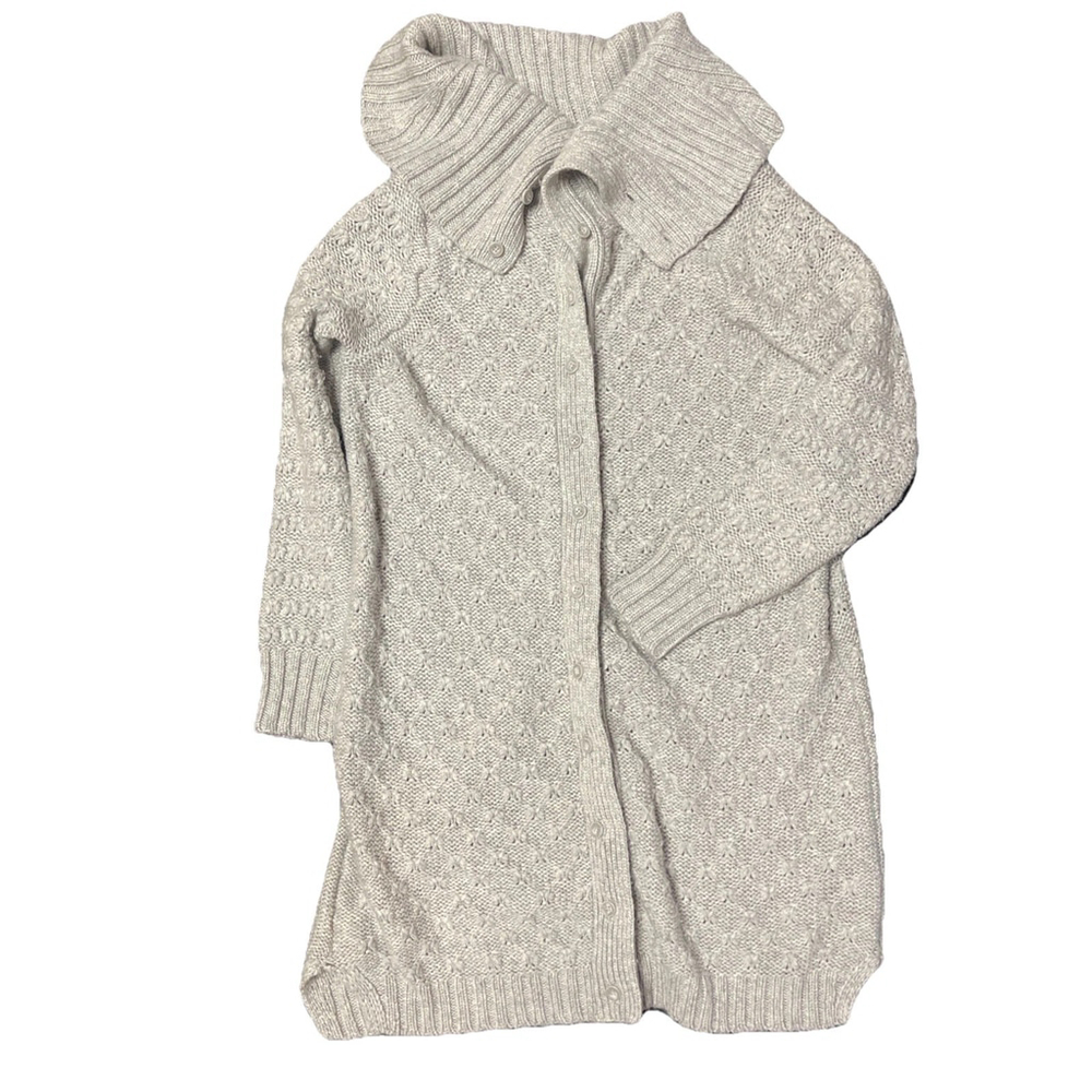 Sparrow By Anrhropology Gray Cowl Neck 40% Merino Buttoned Cardigan Sz L $158